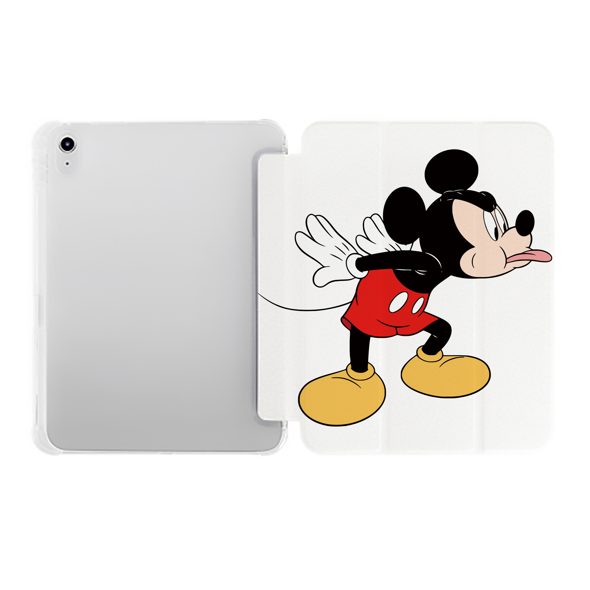 （画像用） ミッキーマウス Mickey Mouse IPad ケース ペン収納付き 三つ折りスタンド PUレザー×シリコン 対応機種9.5/10.5/10.9インチ